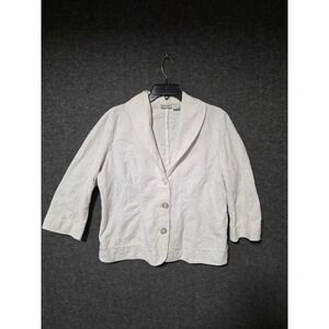 Nomadic Traders Women's White XL Filigree 3 Button Jacket Business Casual Preppy